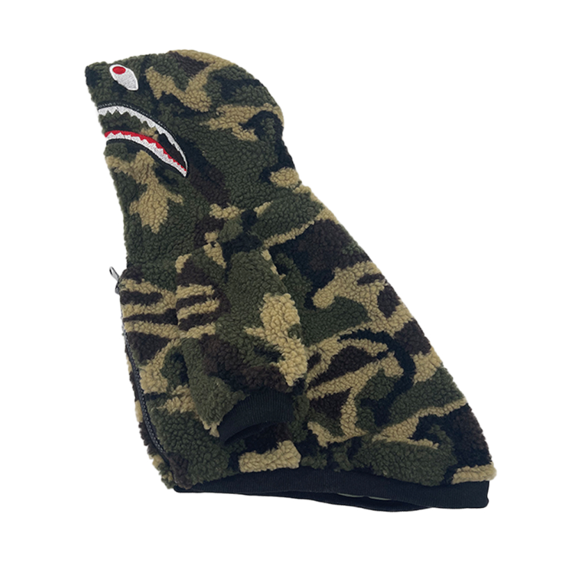 Green Camo Shark Sherpa Hoodie