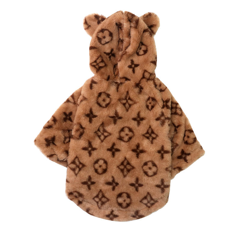 Tan LV Fur Hooded Jacket With Ears