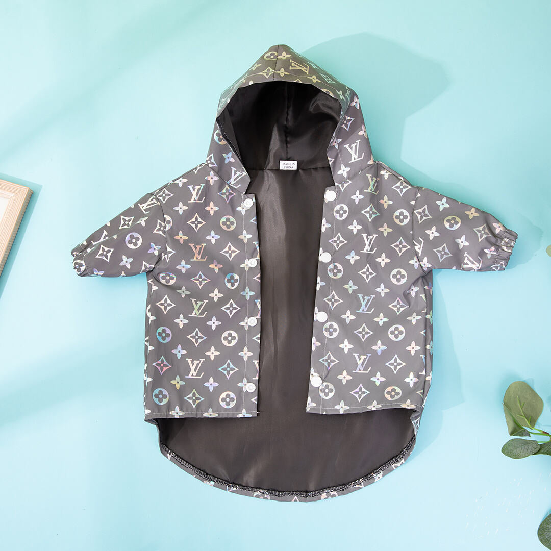 Grey Silver LV Hooded Windbreaker