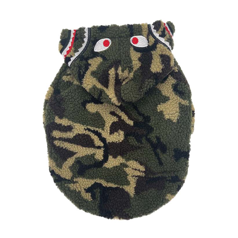 Green Camo Shark Sherpa Hoodie