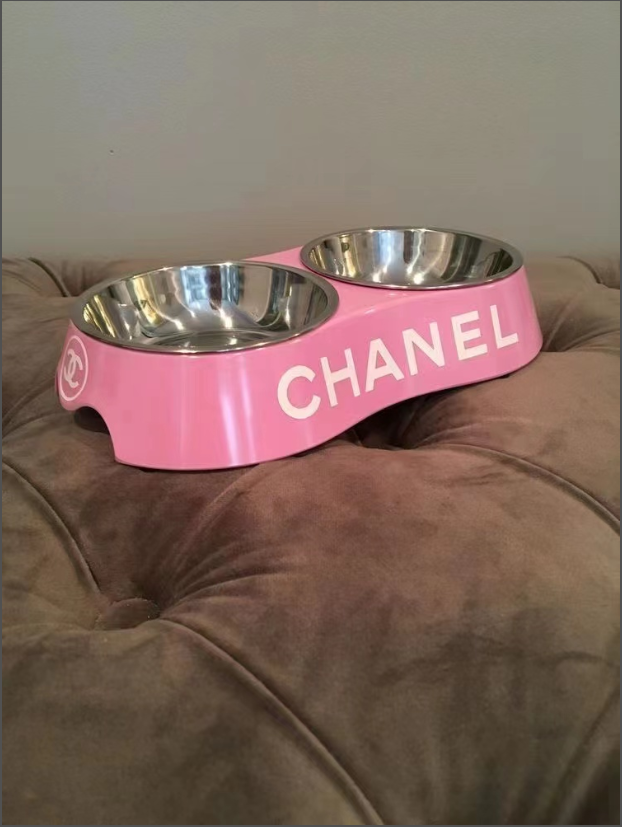 Pink CC Double Dog Bowl