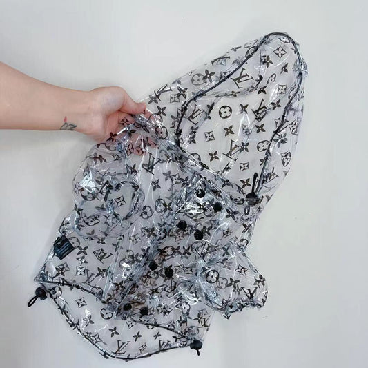 Clear Black LV Hooded Raincoat