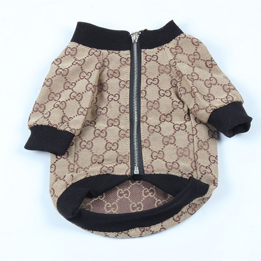 Black Tan GG Zipper Jacket