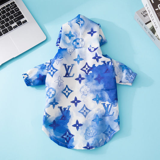 Blue Tiedye LV Button Jacket