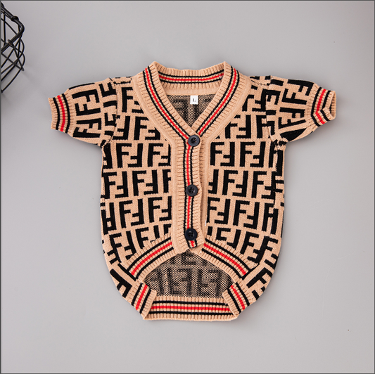 Tan Black FF Cardigan Sweater