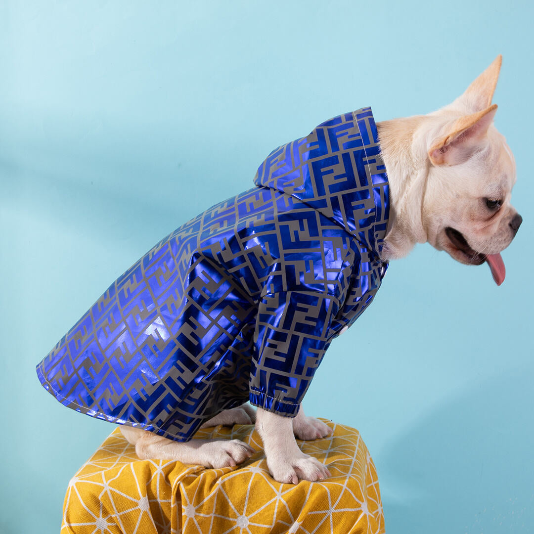 Grey Blue FF Hooded Windbreaker