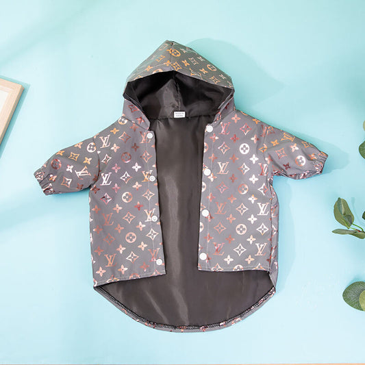 Grey Gold LV Hooded Windbreaker