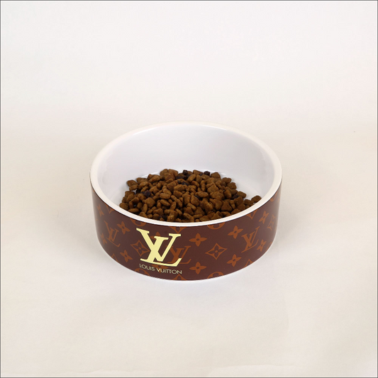 Brown Lv Dog Bowl