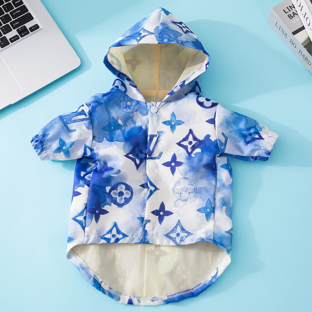 Blue Tiedye LV Button Jacket