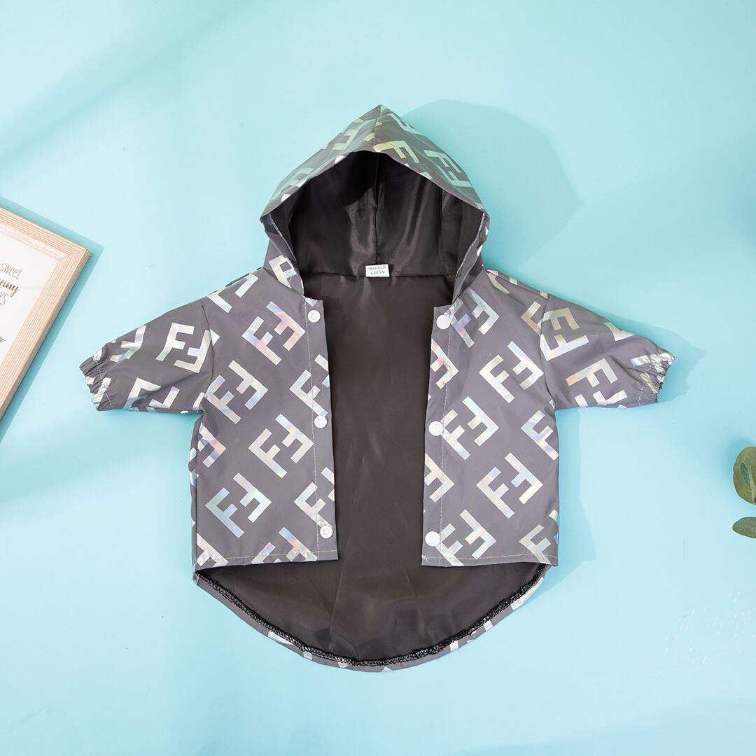 Grey Silver FF Hooded Windbreaker