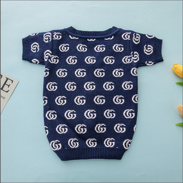 Navy White GG Cardigan Sweater