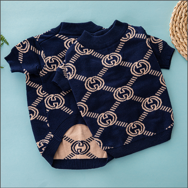 Navy Tan Link GG Sweater