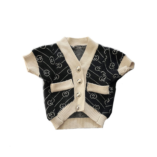 Blue Tan GG Cardigan Sweater